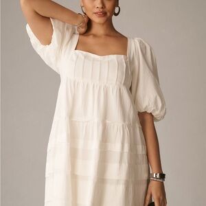 Anthropologie White Tie-Style Dress